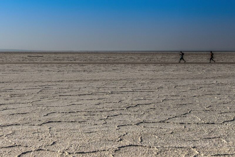 Uomini che a piedi raggiungono la propria carovana che trasporta sale, come quello che calpestano per molti chilometri, prima di raggiungere la città di Mekelle e scaricare il loro carico.