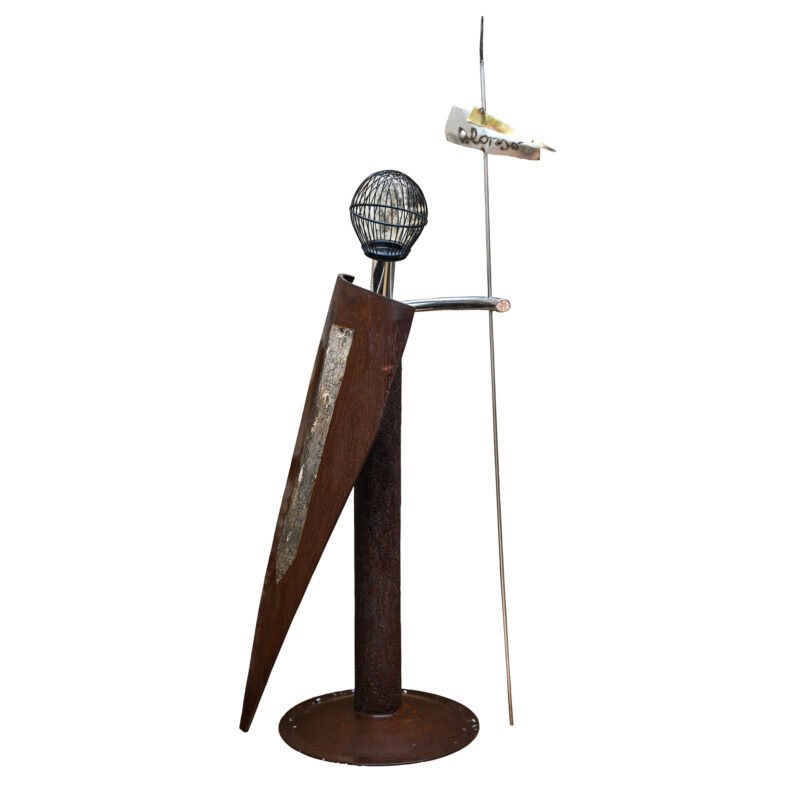 Titolo: Alonso – Serie Don Chisciotte € 4.400,00 Categoria: Arte, Sculture Descrizione _________________________________ Materiale e tecnica Ferro e inox Dimensioni L: 80 cm H: 237 cm Anno 2020 Serie limitata - Riproducibile su ordinazione Realizzato in Italia Tempi di realizzazione 20 giorni lavorativi