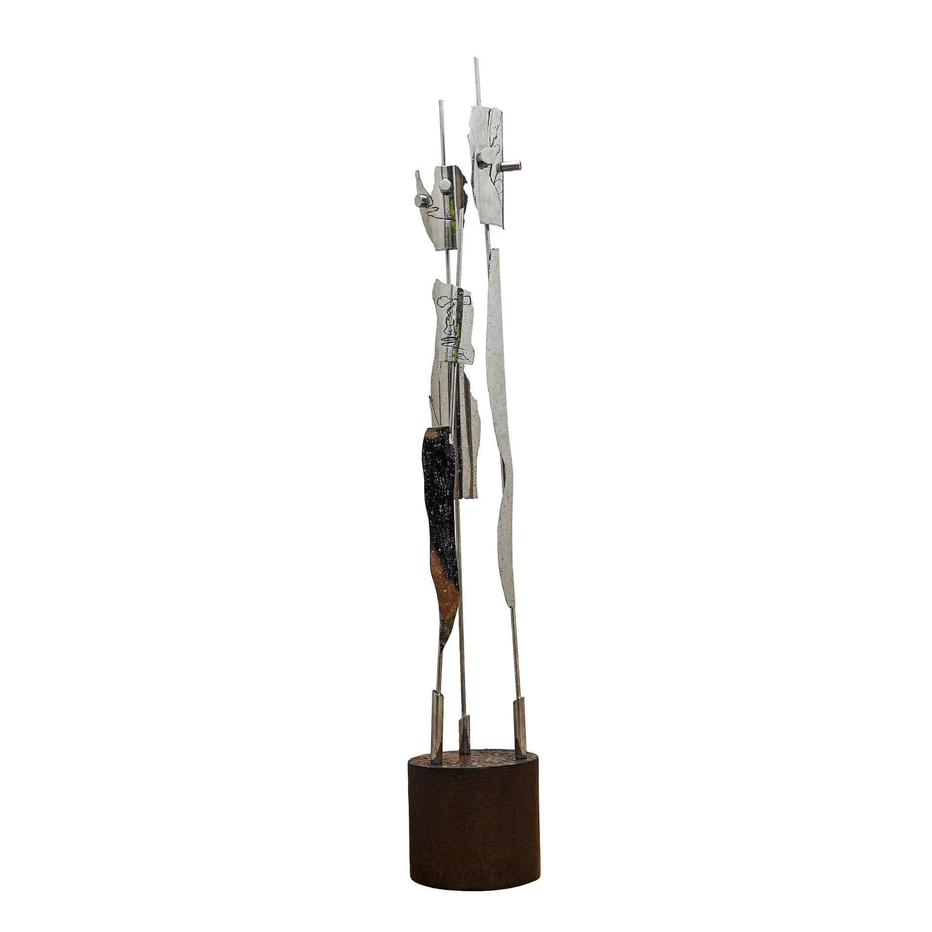 Titolo: Sentinelle 3 – Serie Feticcio Futurista € 2.700,00 Categoria: Arte, Sculture Descrizione _________________________________ Materiale e tecnica Corten e inox Dimensioni L: 30 cm H: 180 cm